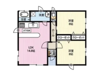 画像：2LDKの間取り(例)